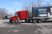 CDL student Aleksander Spasevski taking a driving test at Driveco. Staff photo by Tony V. Martin