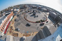 One of the county&rsquo;s targeted improvement projects is to redesign traffic patterns to make downtown Shelbyville more pedestrian-friendly. Currently, State Road 9 barrels through the county seat&rsquo;s car-centric core. (IBJ photo/Eric Learned)