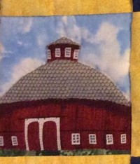 Elkhart's contribution to the Indiana Barn Foundation's quilt legacy projecct feaatures the Round Baard Theatre at Amish Acres in Nappanee. Connie Kauffman of Nappanee created the 6-by-6-inch square and designed the quilt. Provided photo