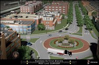 The South Shore LLine commuter railroad can be seen in the top left corner of this artist's rendering of the type of development the Northwest Indiana Regional Development Authority envisions around a new Hammond Gateway train station. Provided image