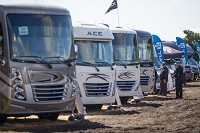 Guests look at RVs during the manufacturer to dealer open house in September at the RV/MH Hall of Fame in Elkhart. Shipments from manufacturers dropped 29 percent in September. Staff photo by Michael Caterina