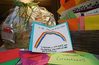 Numerous cards from Eastern students, along with a welcome basket containing items from local businesses, were given to the Greentown family recently targeted by a letter that contained derogatory racial comments toward an adopted black child. Kelly Lafferty Gerber | Kokomo Tribune