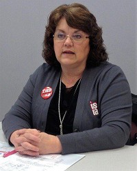 Teresa Meredith, president of the Indiana State Teachers Association, on Friday said&nbsp;she doesn&rsquo;t favor a&nbsp;walkout to raise awareness about public school funding and teacher pay. Staff photo by Mark Bennett