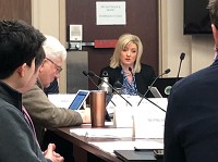 State Rep. Holli Sullivan, R-Evansville, presides Wednesday over a meeting of the House Roads and Transportation Committee. The GOP-led panel voted to require transgender Hoosiers obtain a court order and amend their birth certificate in order to change the gender listed on their driver's license or state identification card. Staff photo by Dan Carden