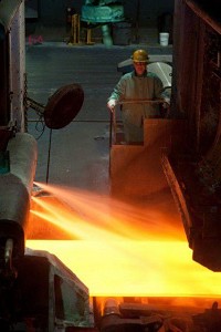 An ArcelorMittal Riverdale steelworker monitors a hot strip of steel during the descale process. Steel executives told the Congressional Steel Caucus that Section 232 protections remain essential but suggested that would be open to hard quotas instead of tariffs on imports from Canada and Mexico, which the administration has suggested as it negotiates a new trade deal. Provided by ArcelorMittal 
