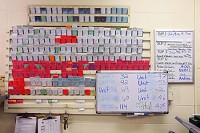 Cards for every inmate posted to each cell are seen on the wall at the Howard County Jail on June 28, 2018. Many cards have three inmates, in addition to those housed within an open dorm area. Tim Bath | Kokomo Tribune