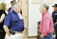 Indiana State Rep. Jim Baird, R-Greencastle, left, talks with Hendricks County voters during a recent breakfast meeting in Avon. He's runing for the seat in Indiana's 4th Congressional District. CNHI New Indiana photo by Scott L. Miley