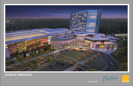 Spectacle Entertainment officials presented this rendering of the casino it hopes to build along the Borman Expressway in Gary. (Rendering courtesy of Spectacle Entertainment)