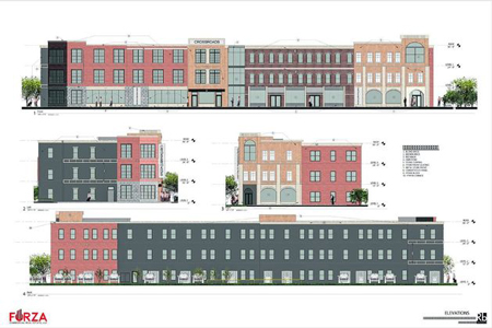 The 40-unit apartment building proposed for Broadway in Fortville would have 24-one-bedroom units, 13 two-bedroom units and three three-bedroom units. Monthly rents would range from about $600 to $1,100. It would also have a community center and private fitness facility. Provided imaage