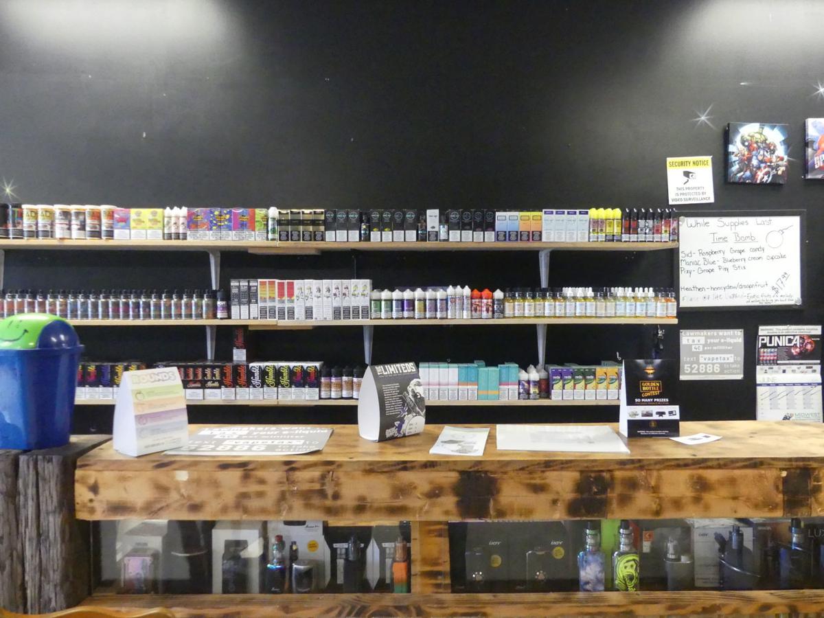 Most vape shops, such as Stone City Vapors in Bedford, sell a variety of flavors. Some fun flavors, such as Cotton Candy, appeal particularly to younger users, said Troi Stith, Lawrence County’s tobacco prevention and cessation coordinator at Hoosier Uplands. (Christine Stephenson / Times-Mail)