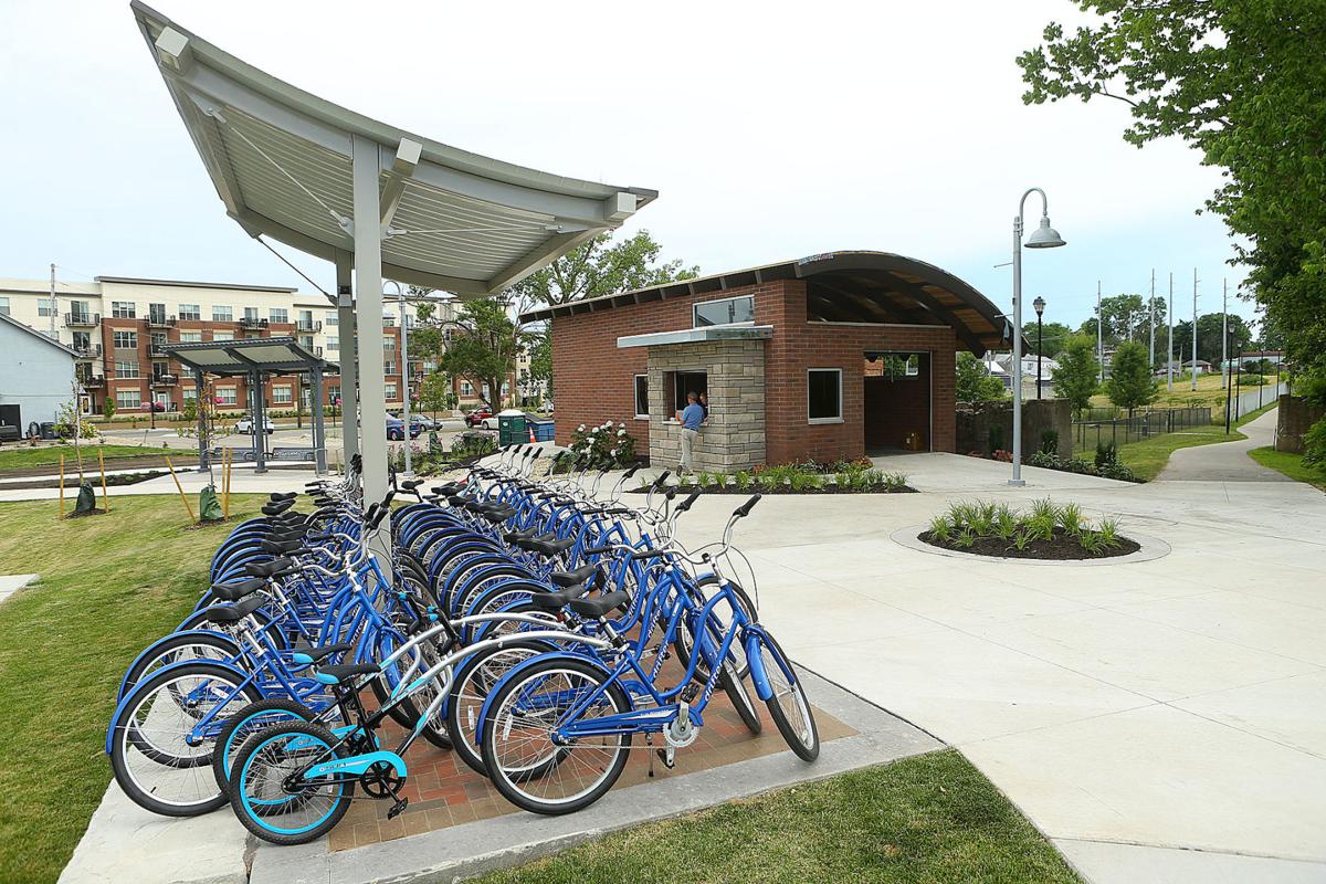 Koko-Go Free Ride, the city's new free bike-share program at 307 S. Main St., near The Foxes Trail, on Wednesday, July 3, 2019. Kelly Lafferty Gerber | Kokomo Tribune