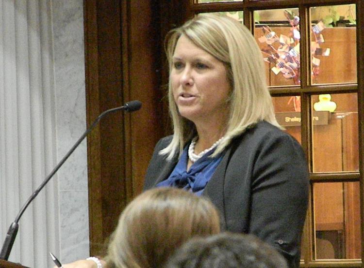 Stephanie Crandell of the Indiana School Counselor Association tells lawmakers about the added responsibilities of school counselors Thursday at a meeting of Indiana's Interim Study Committee on Education Issues. CNHI News Indiana photo by Whitney Downard