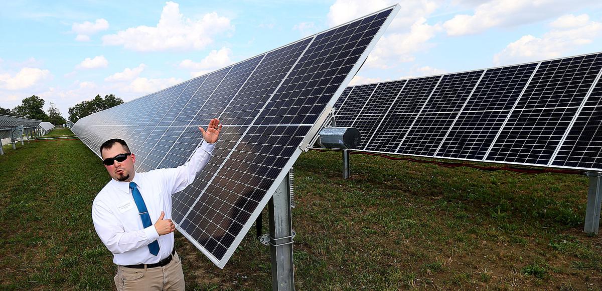 The Tipton Solar Park, on 31 acres along Indiana 28, was dedicated on Sept. 30, 2019. The 17,496 panels produce just over 5 1/4 megawatts of energy. Electrical engineer Phil Lopresto, who designed the system, talks about how it works. Photo by Tim Bath | Kokomo Tribune