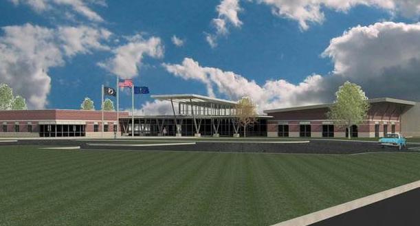 Concept: Above is a preliminary architectural rendering of a new Vigo County Jail, provided by DLZ Engineering, Architectural & Construction services of Indianapolis. The public entrance to the sheriff’s department/security center is shown with an awning. Submitted image