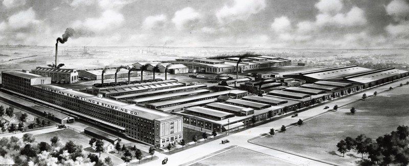This drawing shows the Columbian Enameling and Stamping plant in Terre Haute in its early-20th-century heyday. Courtesy Vigo County Public Library Special Collections