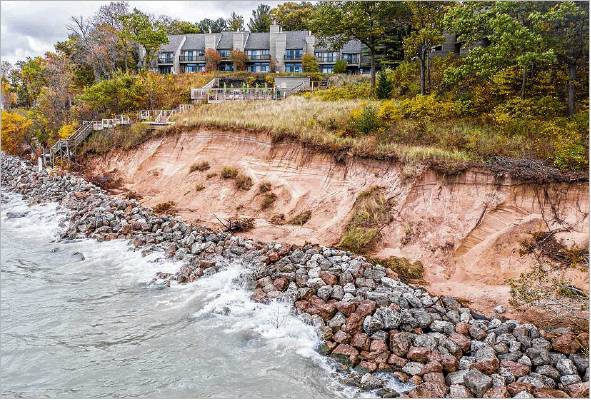 The latest storm along Lake Michigan caused significant dune erosion at Warwick Shores just south of New Buffalo. Staff photo by Robert Franklin