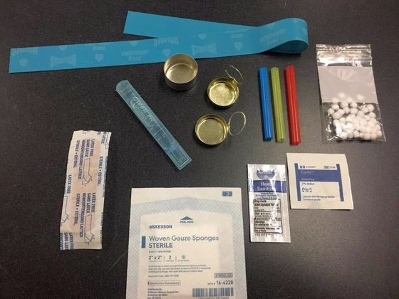 The Jackson County Health Department's harm reduction program, C.A.R.E.S. Clinic, is giving out bags that contain these at The Alley once per week. The intent is for these items to be used for safer drug use to prevent the spread of disease. Staff photo by Jordan Morey