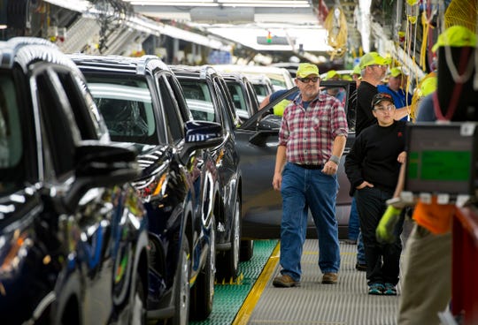 Assembly workers do final checks and first startup on the new Toyota Highlander at Toyota Motor Manufacturing Indiana Friday morning, Jan. 17, 2020.  (Photo: MaCabe Brown / Courier & Press)