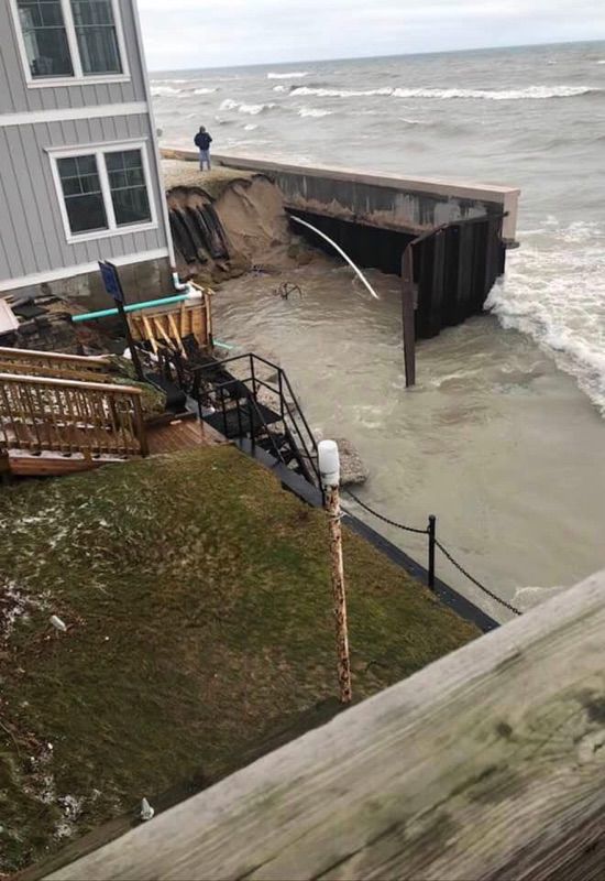Damage due to beach erosion in  Long Beach. Provided image