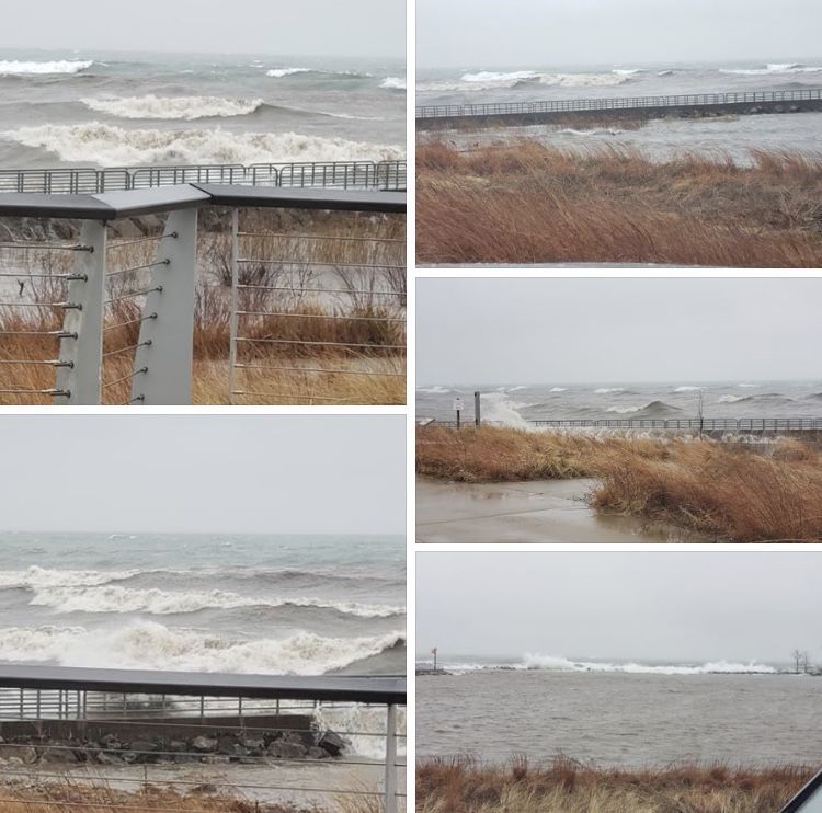 With high water and gusting winds on Jan. 11, 2020, the erosion problem at Portage's Lakefront and Riverwalk is mounting, said Portage Mayor Sue Lynch. Provided image