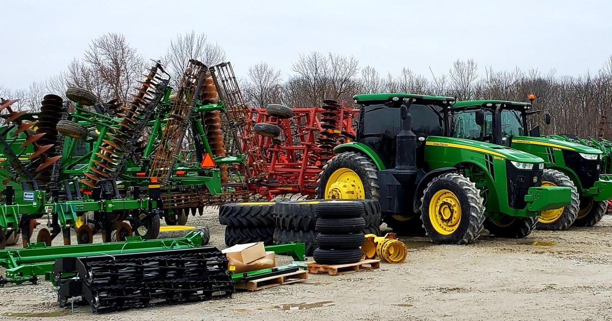 A lot of equipment is moving through the lot of Reynolds Farm Equipment in Lebanon. Staff photo by Kassie Ritman