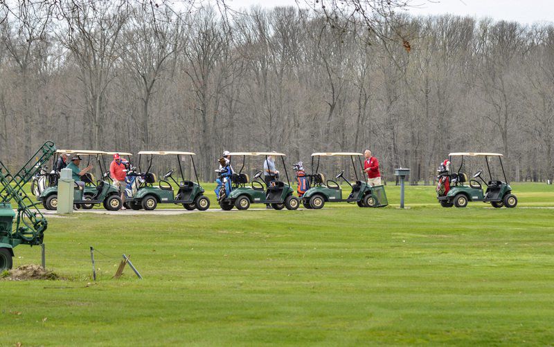 To each his own: One precaution golf courses have taken during the virus outbreak is requiring golfers to use their own cart rather than having multiple riders. Tribune-Star/Austen Leake