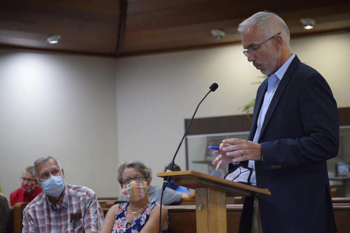 Dan Farrell, director of project development for Origis Energy, Miami, Florida, spoke with members of the Knox County Area Plan Commission on Tuesday night regarding his concerns about a new solar ordinance being considered. Staff photo by Jenny McNeese