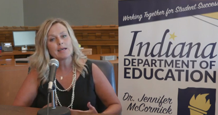 Indiana Superintendent of Public Instruction Jennifer McCormick briefs media on Thursday with updates in school reopening during the novel coronavirus pandemic. Screenshot