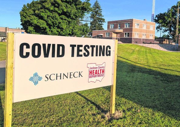 A COVID-19 testing site is set up at the former Indiana State Police post in Seymour at 721 E. Tipton St. Staff photo by Zach Spicer