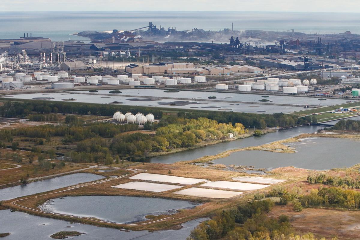 ArcelorMittal Indiana Harbor in East Chicago is seen in this aerial view. Staff photo by Kale Wilk