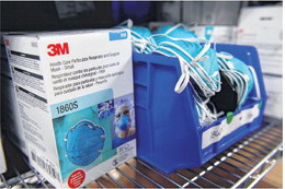 Thanks to its participation in a group purchasing arrangement, Hancock Regional Hospital has been able to maintain a supply of equipment such as N95 masks, which provide front-line health-care providers with the best protection against airborne particles. (Tom Russo | Daily Reporter)