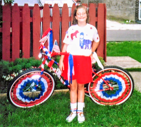 Hometown memories: When it came time for the 1992 Ernie Pyle Festival bike parade, Dana Trent had her outfit and bicycle ready. Now living in North Carolina, Trent has joined the effort to bring a community center to downtown Dana. Her parents named her after the town. Photo courtesy J. Dana Trent