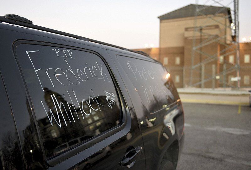 Concerns about the jail: A message for former inmate Frederick Whitlock, who died in Terre Haute Regional Hospital after testing positive for coronavirus, was written on the vehicle of a protester on Dec. 9, 2020 outside of the Vigo County Jail. Staff photo by Joseph C. Garza