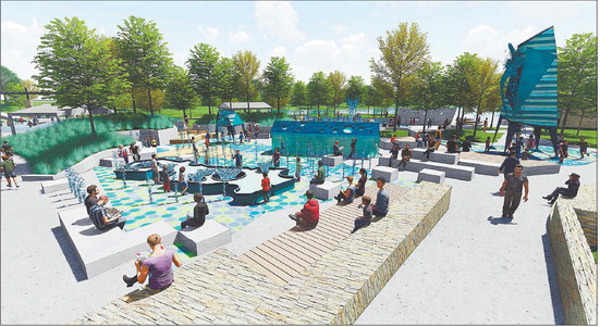 An illustration of the proposed aquatics zone at Athletic Park. Submitted illustration