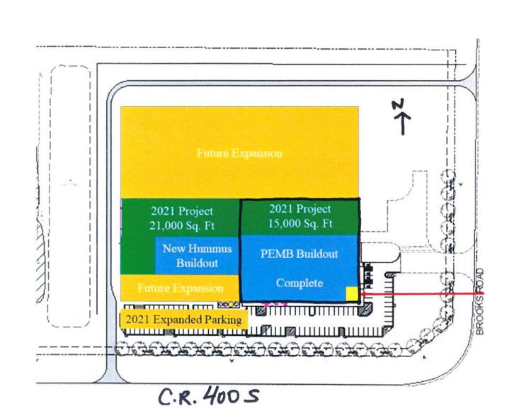 The county council is moving forward with a $3.2 million tax-break package in a bid to get Boar’s Head to expand on their newest facility in New Castle. The original “shell building” is outlined in a thicker black line. Image provided by New Castle-Henry County  EDC