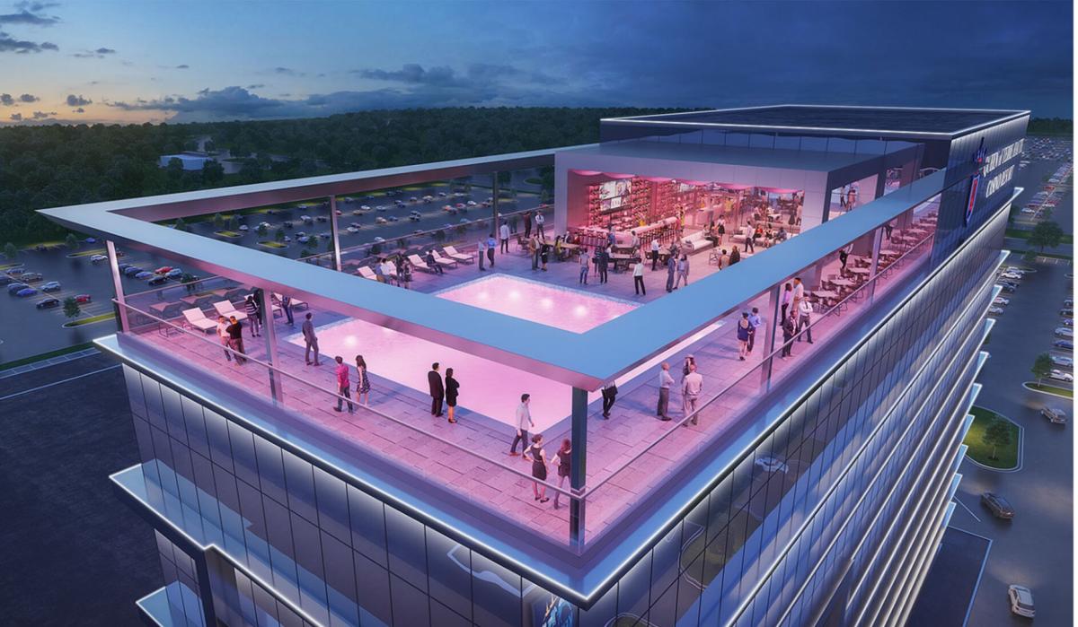 Flight deck: Churchill Downs Inc. has proposed a 10-story hotel in their casino resort that will include a rooftop lounge and pool. Submitted rendering