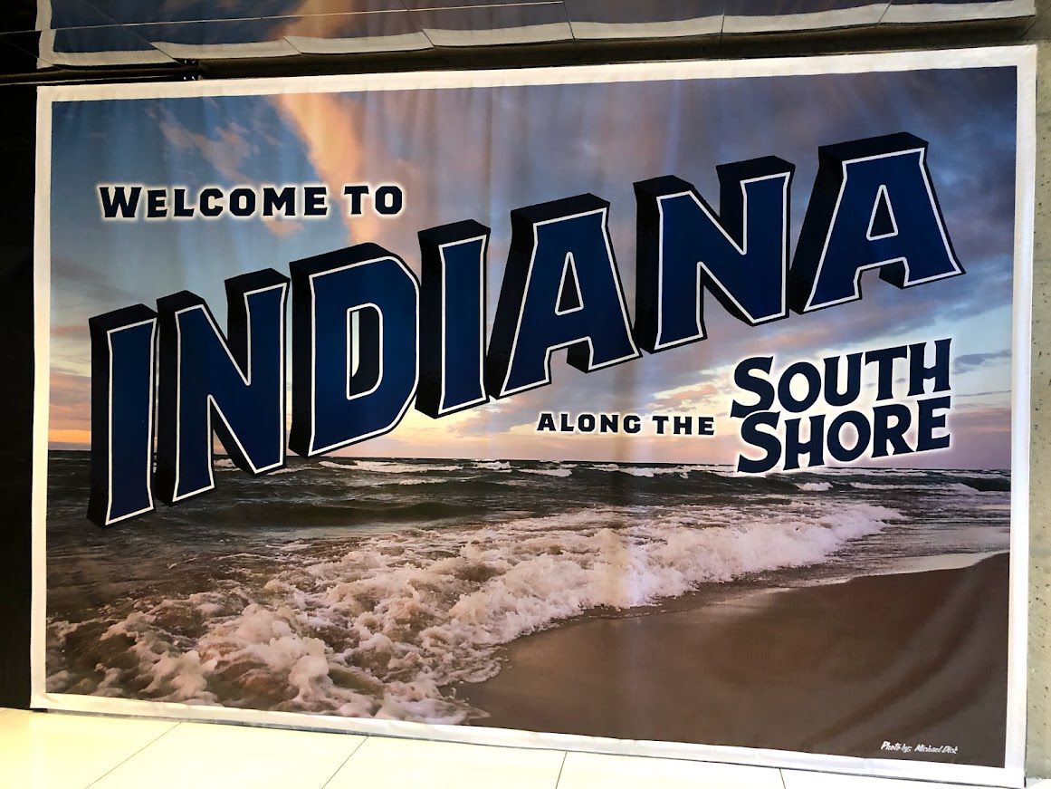 A Welcome to Indiana sign is shown at the Indiana Welcome Center in Hammond. Photo by Joseph S. Pete
