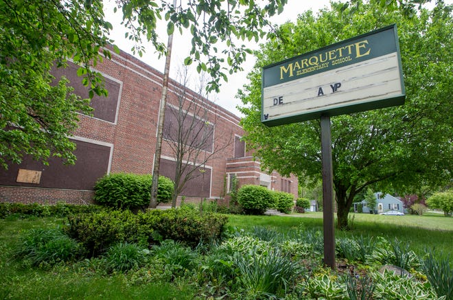 The old Marquette Elementary School stands vacant in this 2017 file photo. Brownsburg developer Jon Anderson wants to convert it to low income apartments but state officials have denied his application for tax credits to fund the project. File photo by Robert Franklin