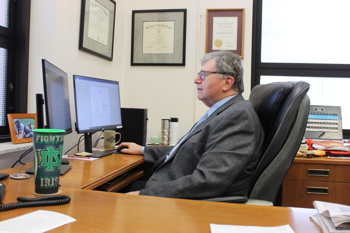 Noble Circuit Court Judge Michael Kramer works at his desk in the Noble County Courthouse in Albion. He runs the local drug court. Staff photo by Matt Getts