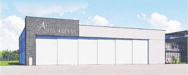  A submitted rendering depicts the new 22,500-square-foot hangar coming to Indianapolis Regional Airport. 
