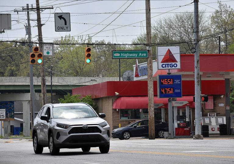 A gas station at Highway and Kennedy avenues in Highland charging $4.65 per gallon if paid in cash or $4.75 with credit. Indiana legislators may take up the state's gas tax when it reconvenes for a special session May 24 in Indianapolis. (Joe Puchek / Post-Tribune)