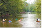 A group of paddlers travel along the White River from Daleville to Anderson. A recent report by the Environmental Integrity Project found that nearly three-quarters of Indiana’s waterways may contain pollutants, mainly excess E. coli bacteria and phosphorus, that make them potentially unsafe for human contact. Staff file photo by Don Knight
