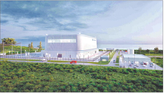 This artist’s rendering shows a conceptual layout of a power plant that could house a small modular reactor. A recently announced feasibility study involving Purdue University and Duke Energy will jointly explore the potential viability of SMRs to meet the campus community’s long-term energy needs. Submitted photo | Duke Energy