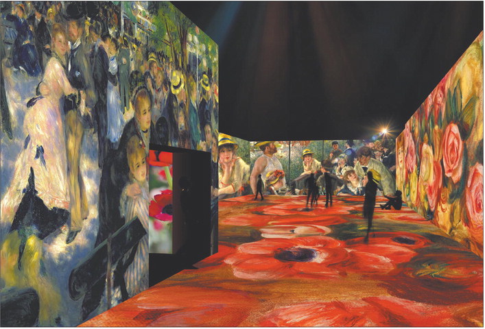 Beginning in July, the LUME at Newfields in Indianapolis will bring the works of painter Claude Monet to life displayed from floor to ceiling by 150 high-definition projectors. Renderings of The LUME Indianapolis courtesy of Grande Experiences