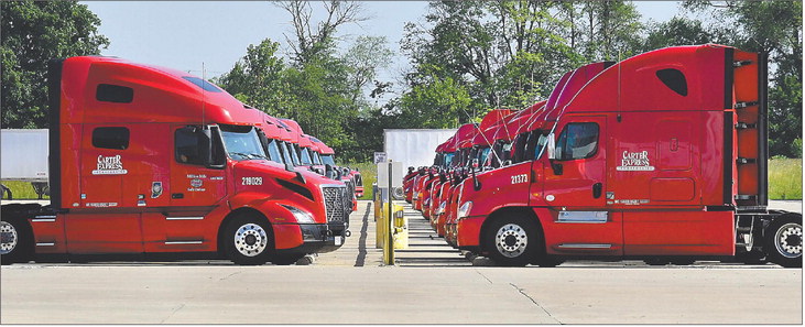 Carter Express operates a fleet of about 800 trucks and is spending more than $750,000 a week on fuel, according to CEO Jessica Warnke. Staff photo by John P. Cleary | The Herald Bulletin