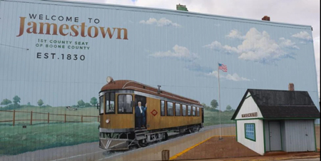 The town of Jamestown consulted local historians to create the rendering of its local mural. Submitted image