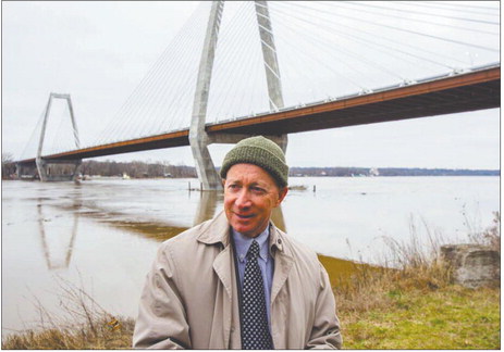 Former Indiana Gov. Mitch Daniels visits the Lewis and Clark Bridge for the first time since its completion in this 2017 file photo. Daniels was instrumental in initiating the Ohio River Bridges Project, as he was sitting governor when Indiana and Kentucky partnered to make the project a reality. File photo | CNHI News Indiana