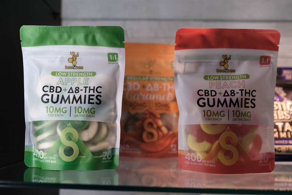 An Indiana legislative committee is expected to consider how to better regulate products such as these Delta-8 gummies. (IBJ photo/Eric Learned)