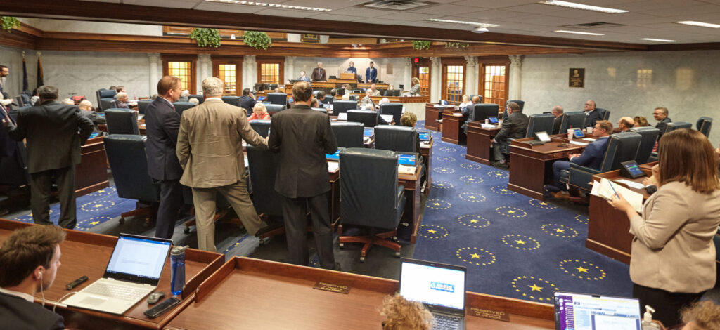A new Indiana Senate rule curtails questions among members on the floor. (Monroe Bush for Indiana Capital Chronicle)
