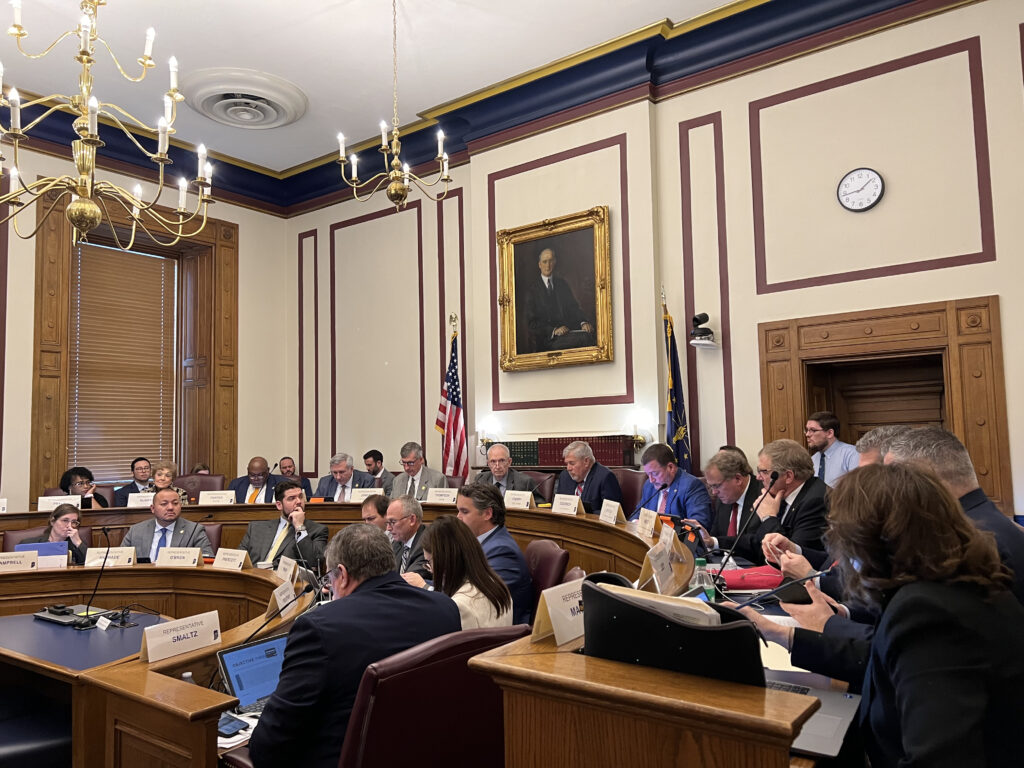 The House Ways and Means Committee discusses property tax relief on Thursday, Feb. 9, 2023 at the Indiana Statehouse. (Casey Smith/Indiana Capital Chronicle)